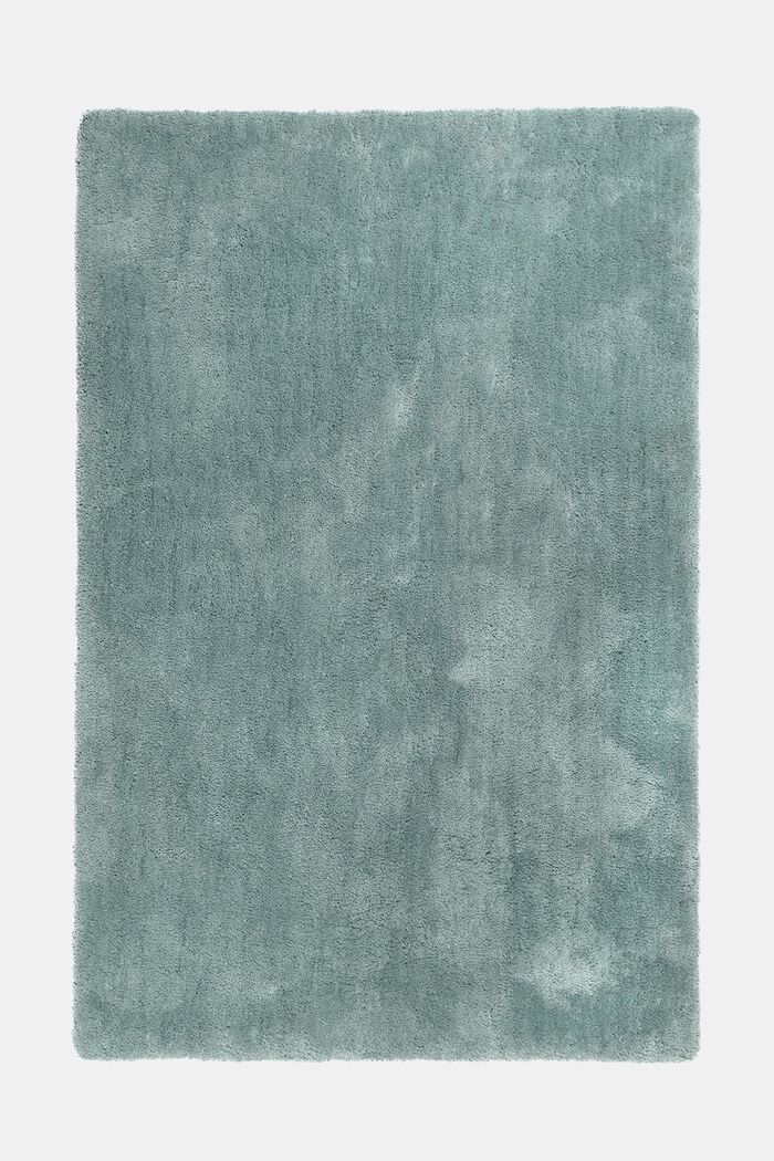 Hochflor-Teppich im unifarbenen Design, STONE BLUE, detail image number 0