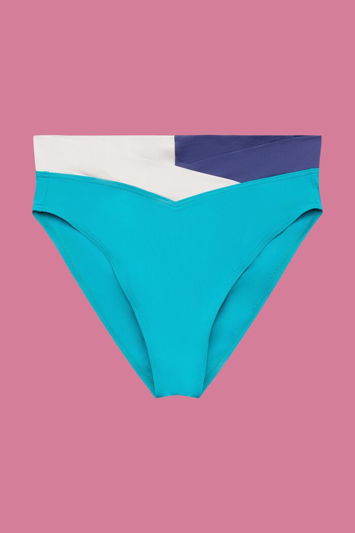 Bikinihose im Colour Block-Design, TEAL GREEN, detail image number 4