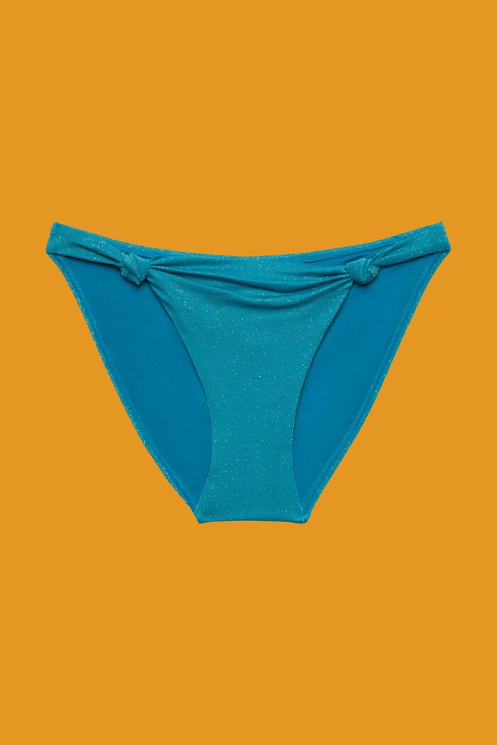 Glitzernde Bikinihose mit Knotendetail, TEAL BLUE, detail image number 3