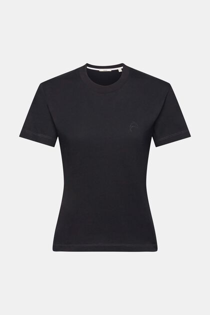 Baumwoll-T-Shirt mit Delfinprint, BLACK, overview