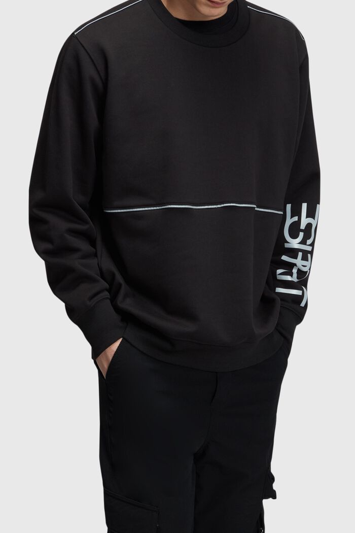 Oversize-Sweatshirt mit Logo-Print, BLACK, detail image number 0