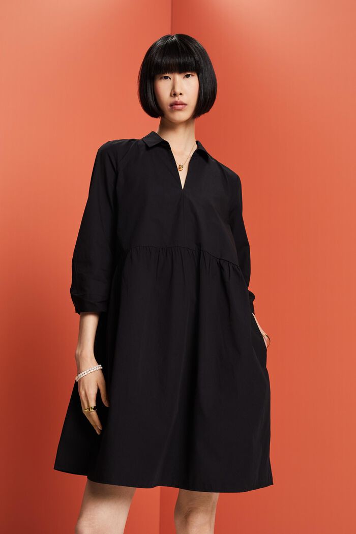A-Linien-Kleid aus Bio-Baumwolle, BLACK, detail image number 0