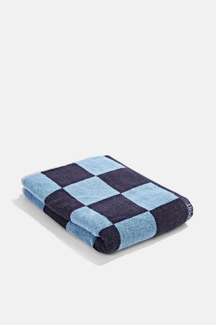 Handtuch mit Schachbrettmuster, 100 % Baumwolle, NAVY BLUE, detail image number 0