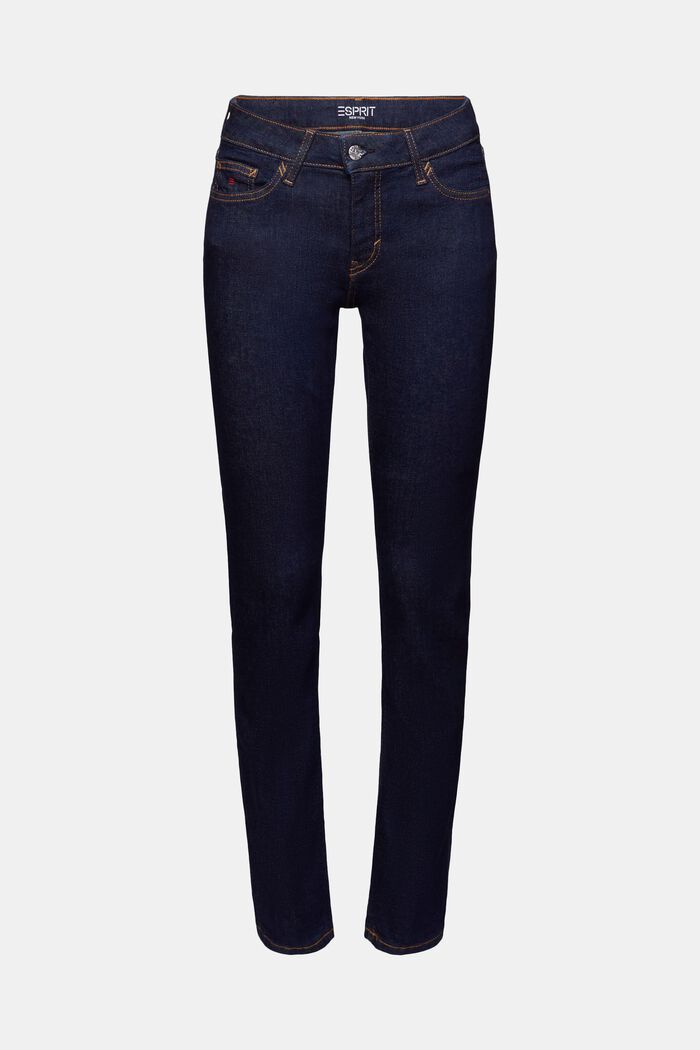 Recycelt: Schmale Jeans mit mittelhohem Bund, BLUE RINSE, detail image number 7