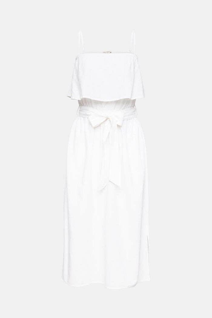 Mit Leinen: Kleid mit verstellbaren Trägern, WHITE, overview