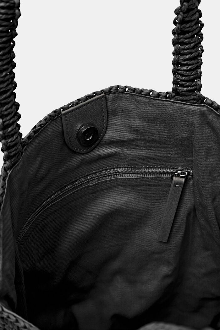 Tote Bag aus Raffiabast, BLACK, detail image number 1