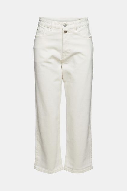 Baumwoll-Jeans mit geradem Bein, OFF WHITE, overview