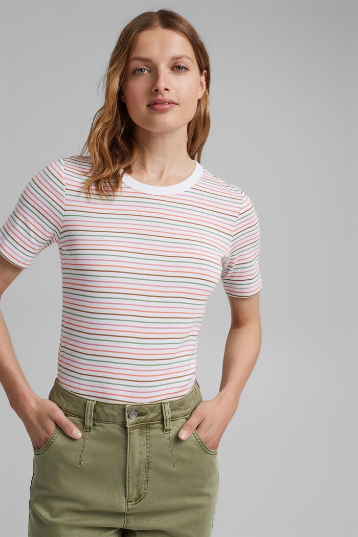 Streifen-Shirt aus 100% Bio-Baumwolle, WHITE, detail image number 0