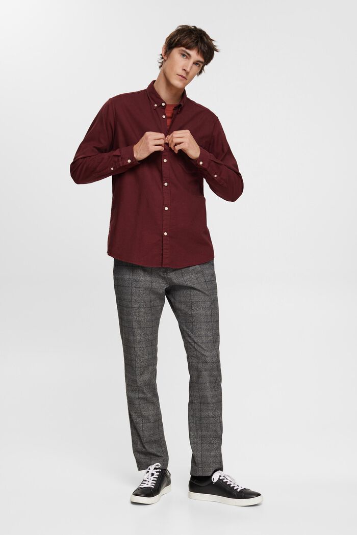 Button-Down-Hemd aus Baumwolle, BORDEAUX RED, detail image number 4