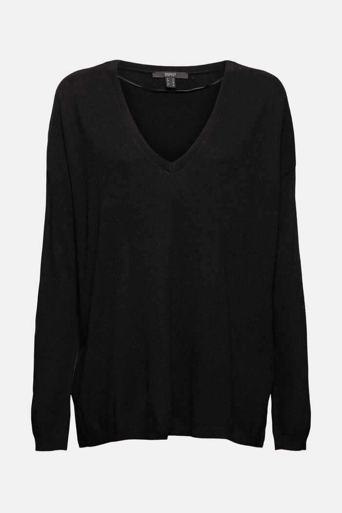 Oversize-Pullover mit Kaschmir-Woll-Blend, BLACK, detail image number 6