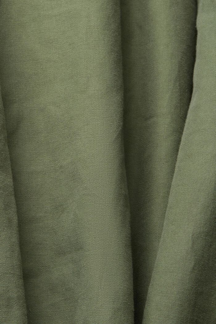 Aus Leinen-Mix: Hemdblusenkleid mit Gürtel, GREEN, detail image number 4