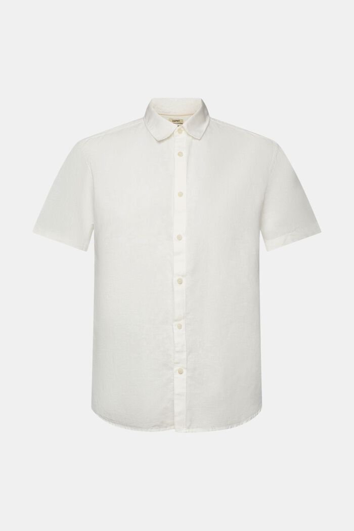 Kurzärmliges Hemd aus Baumwolle-Leinen-Mix, OFF WHITE, detail image number 7