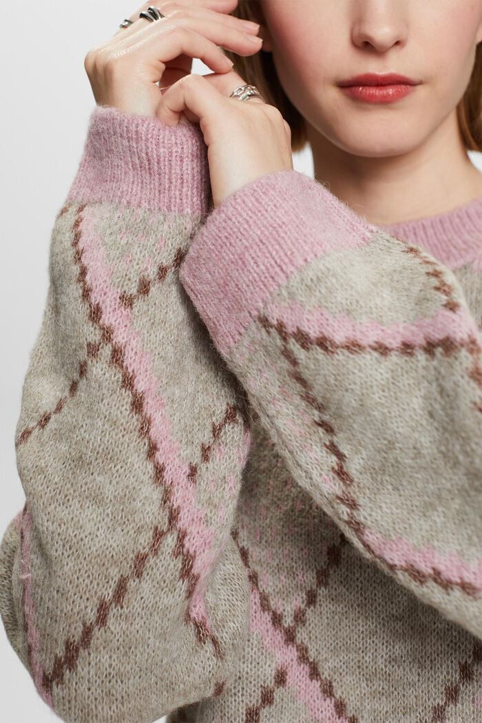 Karierter Pullover aus Wollmix, LIGHT TAUPE, detail image number 2