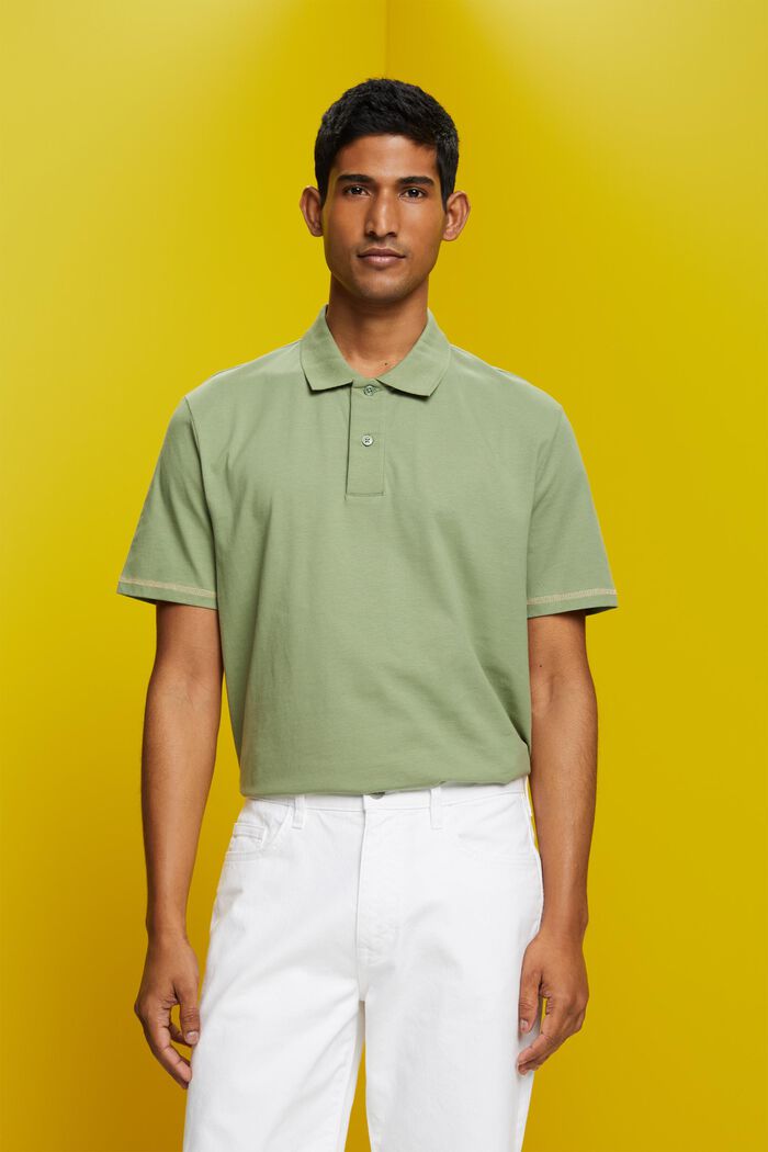 Poloshirt aus Jersey, 100 % Baumwolle, PALE KHAKI, detail image number 0