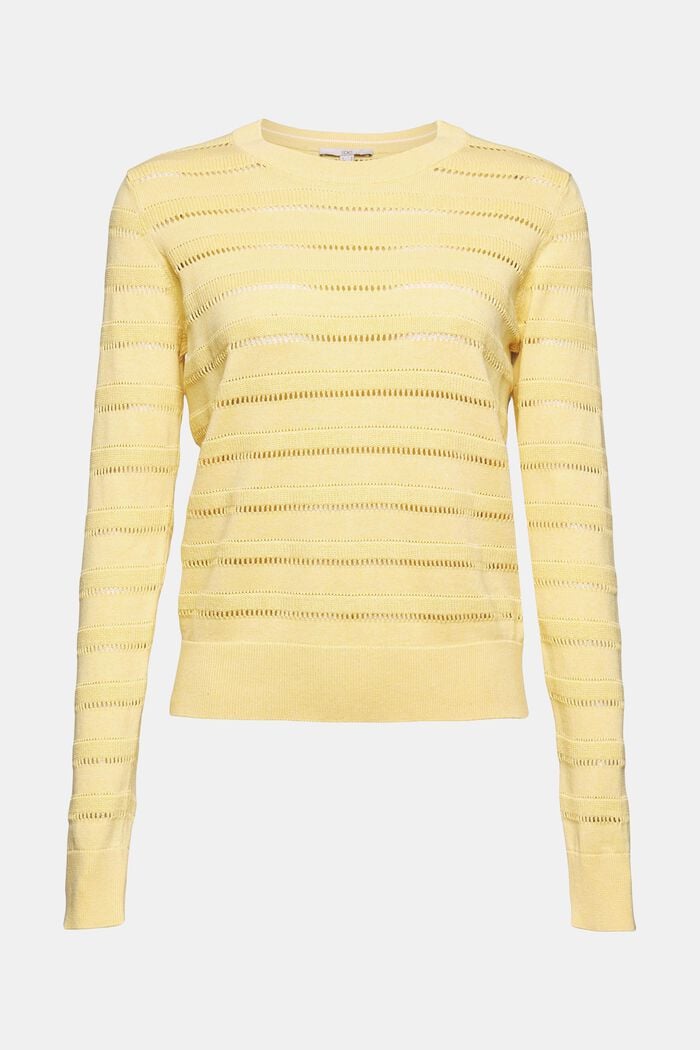 Pullover aus Musterstrick, Organic Cotton, PASTEL YELLOW, overview