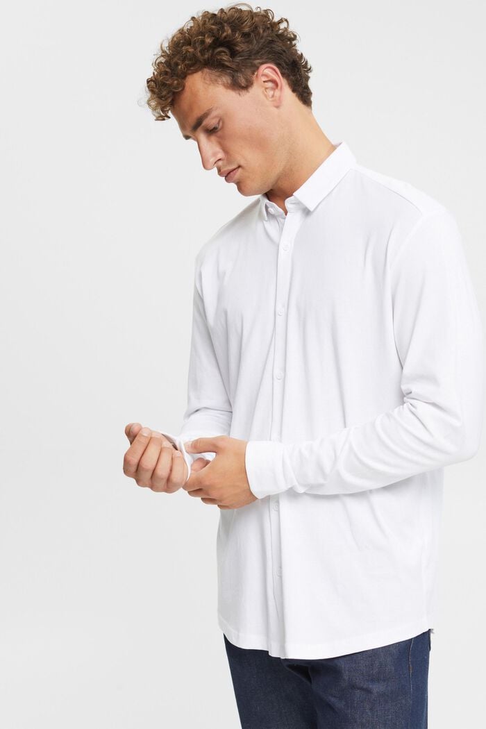 Hemd aus Jersey, 100% Baumwolle, WHITE, detail image number 0
