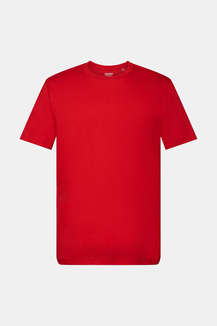 Rundhals-T-Shirt aus Pima-Baumwolljersey, DARK RED, detail image number 6