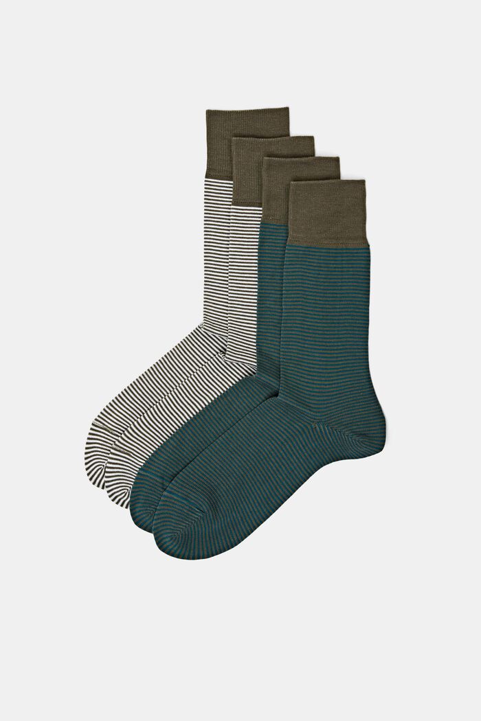 2er-Set gestreifte Socken, organische Baumwolle