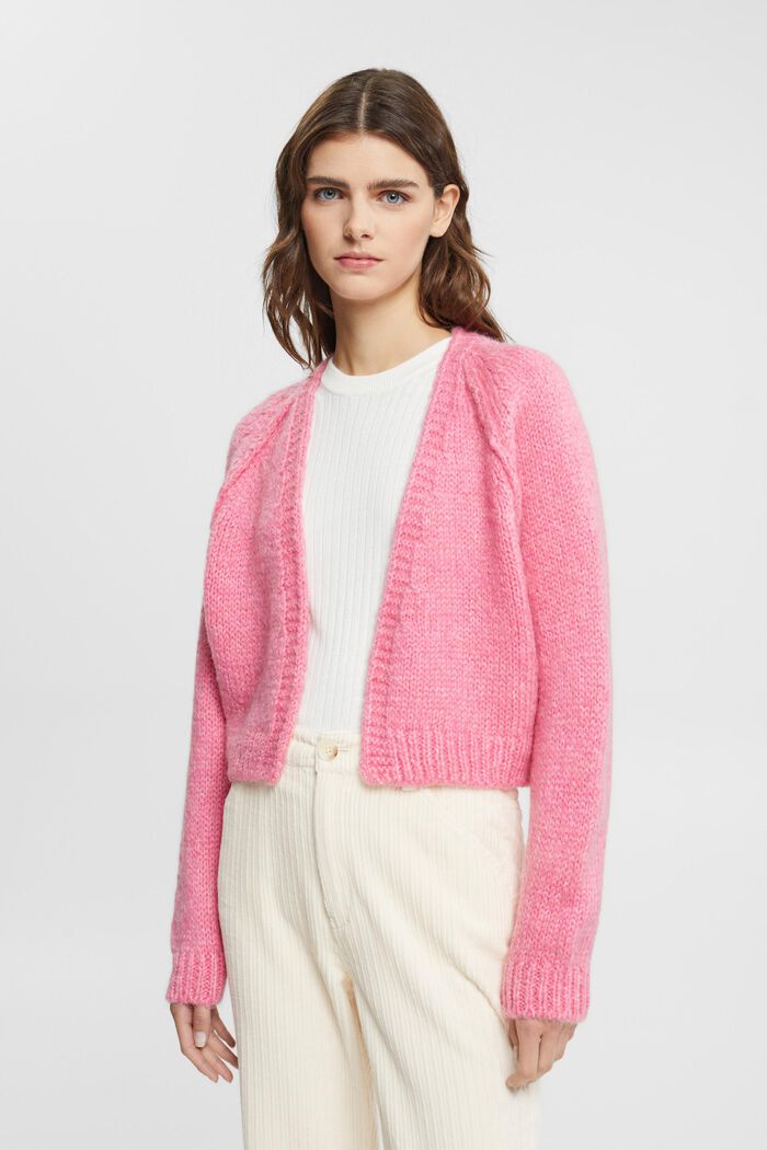 Cropped-Cardigan aus Wollmix, PINK, detail image number 0