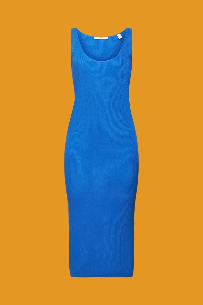 Kleid aus Rippstrick, Leinenmix, BRIGHT BLUE, detail image number 8
