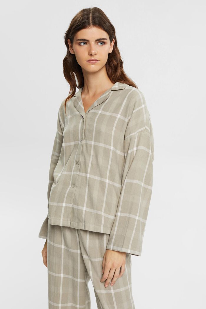 Pyjama-Set aus kariertem Flanell, LIGHT KHAKI, detail image number 0