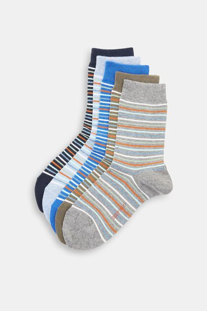 Gestreifte Socken im Multi-Pack, Bio-Baumwollmix, BLUE/GREY, overview