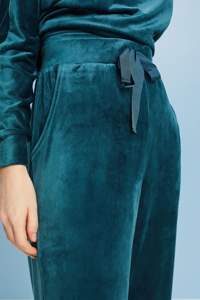 Loungewear-Hose aus Samt, PETROL BLUE, detail image number 3