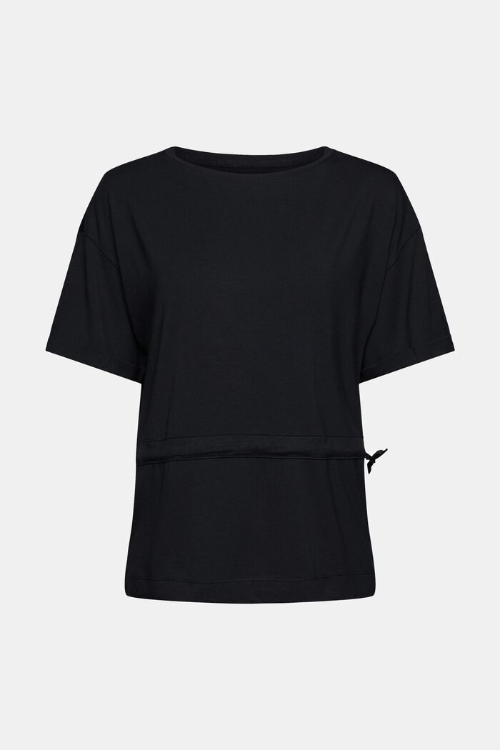 Mit TENCEL™: T-Shirt mit Kordelzug, BLACK, overview
